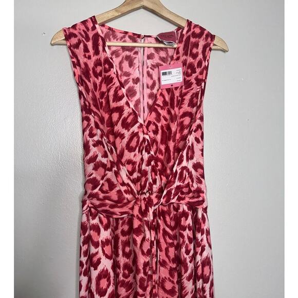 Kate Spade NWT Panthera Tie Waist Wide Leg Jumpsuit Pink Animal Print Size Large - Picture 3 of 10